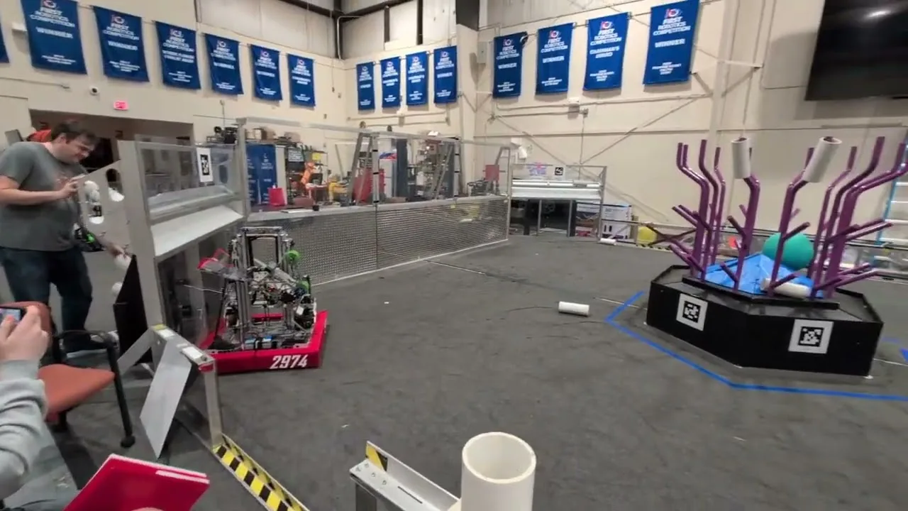 Robot 2974 in a practice space beside a reef, during a camera and autonomous test